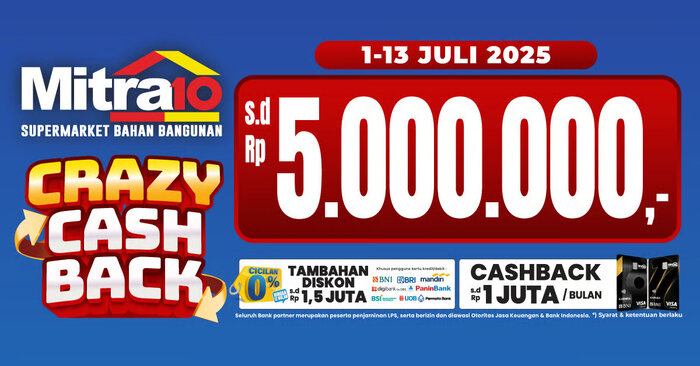 Mitra10: Supermarket Bahan Bangunan yang Murah, Lengkap, dan Nyaman, Kini Hadirkan Promo Spesial Juli 2025. Foto : viralsumsel.com