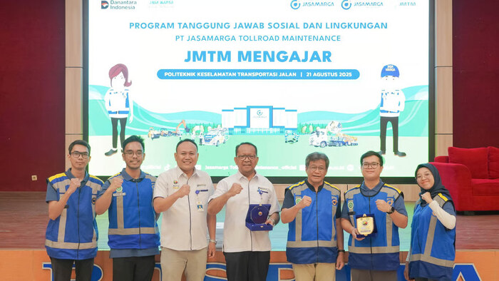 PT Jasamarga Tollroad Maintenance Gelar JMTM Mengajar di Politeknik Keselamatan Transportasi Jalan. Foto: viralsumsel.com