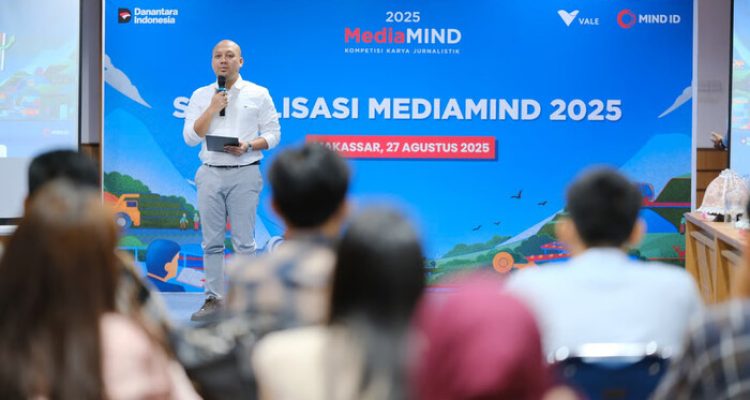 Chief Project Officer Vale Indonesia, Muhammad Asril, dalam Sosialisasi MediaMIND 2025 di Universitas Hasanuddin Makassar. Foto: viralsumsel.com