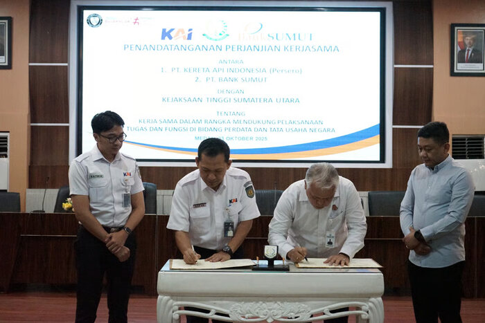 KAI dan Kejati Sumut Teken Kerja Sama Penanganan Masalah Hukum Perdata. Foto: viralsumsel.com
