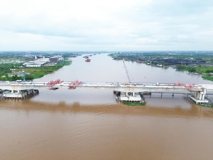Suplai Beton Readymix WSBP Dorong Progres Jembatan Musi V, Struktur Utama Kini Telah Tersambung. Foto: viralsumsel.com