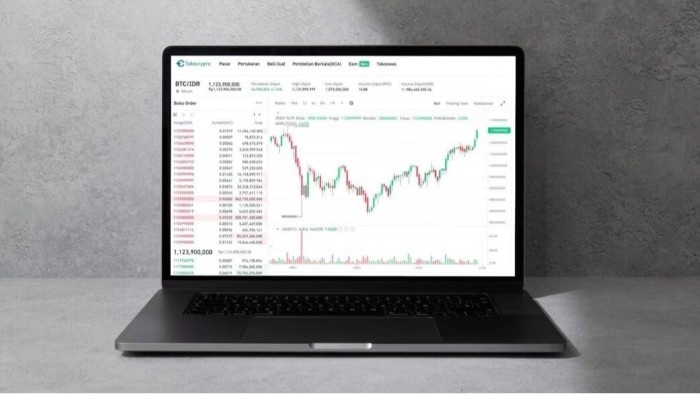 Ilustrasi pergerakan harga Bitcoin di platform Tokocrypto. Foto: viralsumsel.com