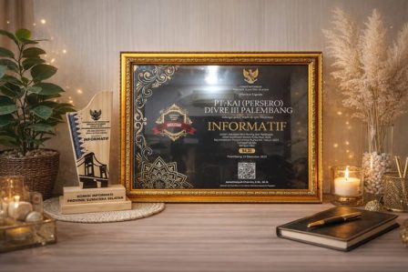 KAI Divre III Palembang Meraih Predikat Badan Publik Informatif. Foto : viralsumsel.com