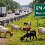 Arus Balik Jambi ke Palembang Lancar, Kambing Terlihat di Tepi Tol KM 408