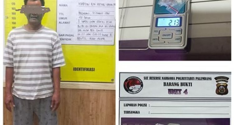 Polisi Bekuk Pengedar Sabu di Palembang, 9 Paket Narkoba Ditemukan di Atap Seng