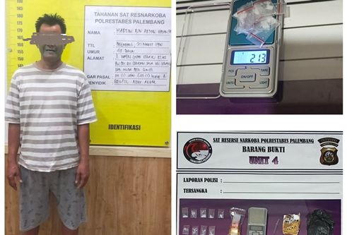 Polisi Bekuk Pengedar Sabu di Palembang, 9 Paket Narkoba Ditemukan di Atap Seng