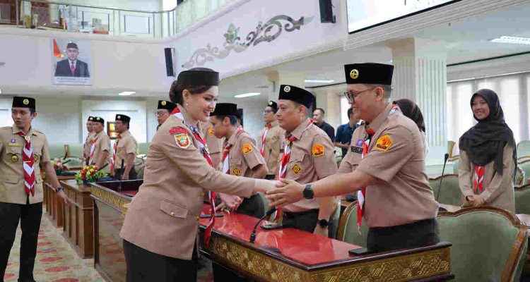 Perdana di Palembang, Putri Azizah Lantik Pengurus Saka Adhyasta untuk Pengawasan Pemilu