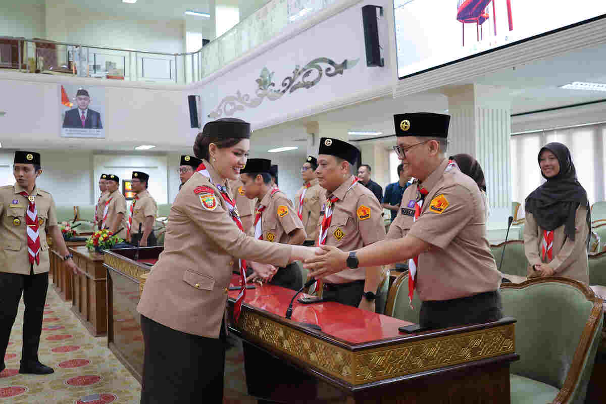 Perdana di Palembang, Putri Azizah Lantik Pengurus Saka Adhyasta untuk Pengawasan Pemilu