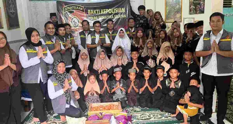 Ditintelkam Polda Sumsel Gelar Bakti Kepolisian, Santuni Anak Yatim di Panti Asuhan Mahabattul Ummi