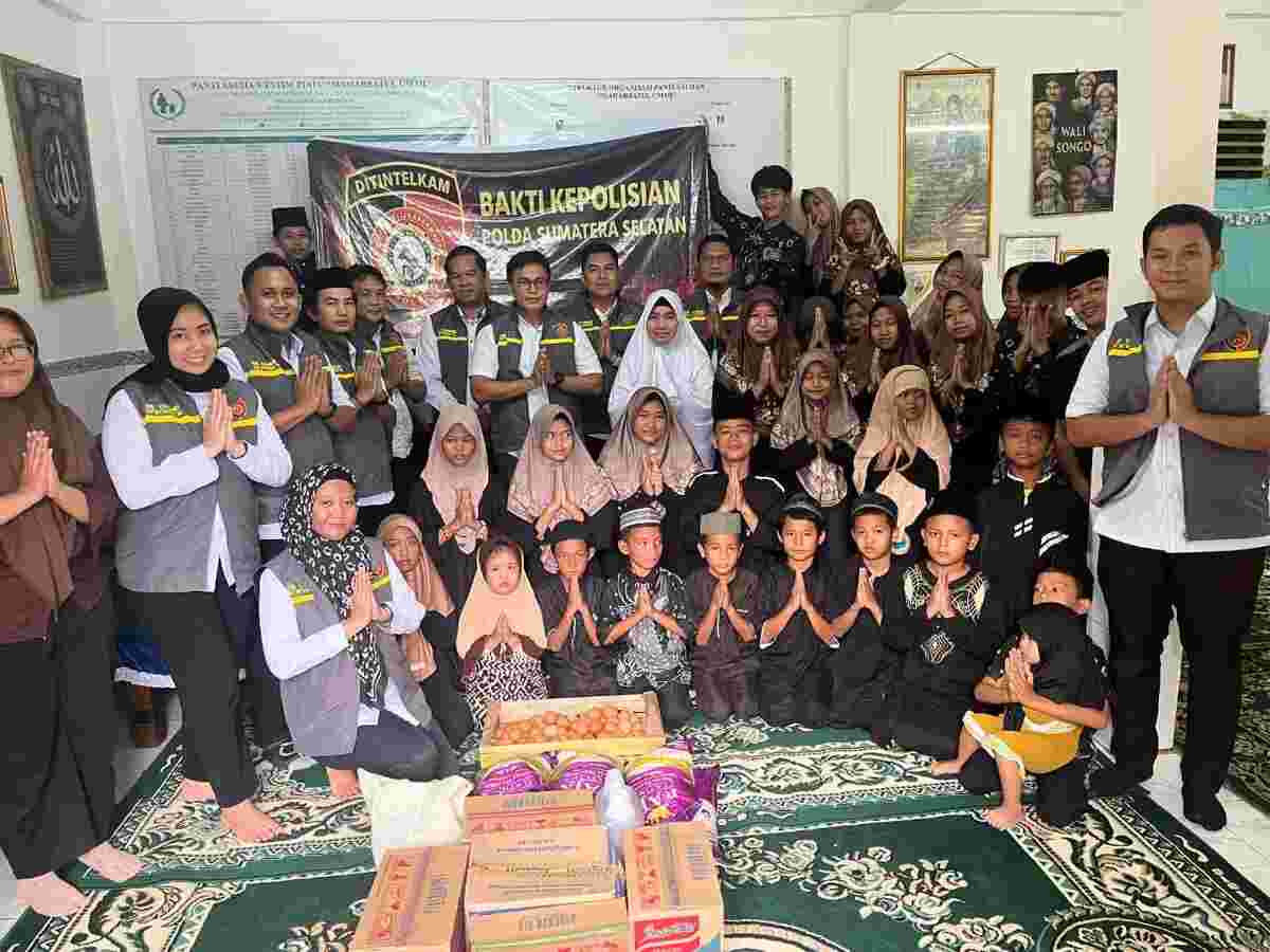 Ditintelkam Polda Sumsel Gelar Bakti Kepolisian, Santuni Anak Yatim di Panti Asuhan Mahabattul Ummi