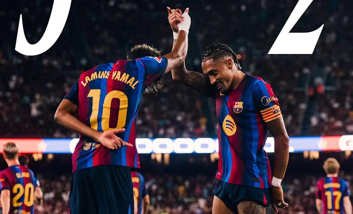 Barcelona Hajar Rayo Vallecano 5-2, Raphinha dan Lamine Yamal Sama-sama Borong Dua Gol